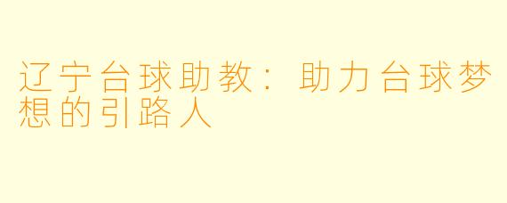 辽宁台球助教：助力台球梦想的引路人