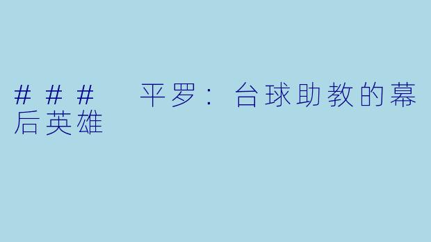 ### 平罗:台球助教的幕后英雄
