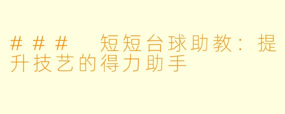 ### 短短台球助教:提升技艺的得力助手