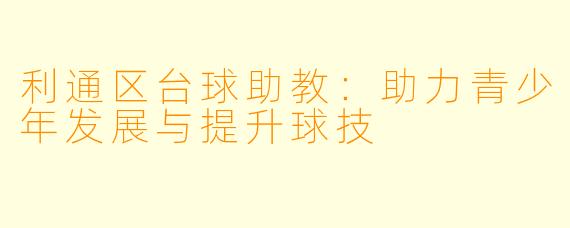 利通区台球助教：助力青少年发展与提升球技