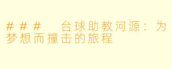 ### 台球助教河源：为梦想而撞击的旅程