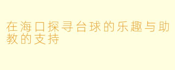 在海口探寻台球的乐趣与助教的支持