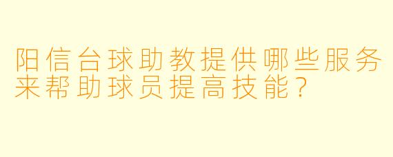 阳信台球助教提供哪些服务来帮助球员提高技能？