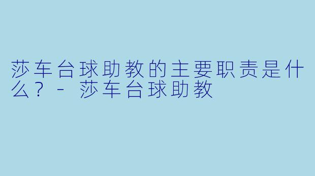 莎车台球助教的主要职责是什么？