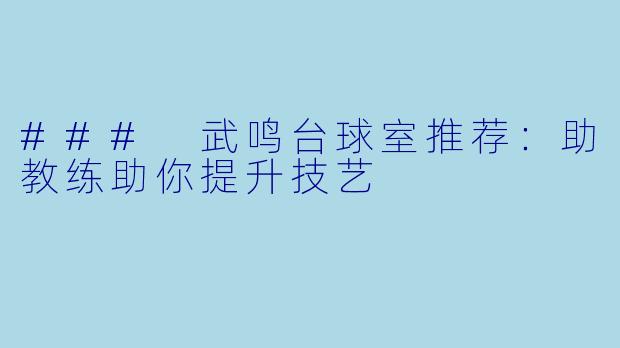 ### 武鸣台球室推荐：助教练助你提升技艺