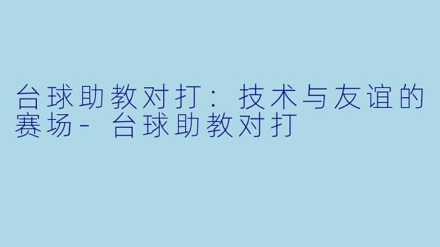 台球助教对打:技术与友谊的赛场