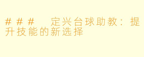### 定兴台球助教：提升技能的新选择