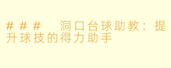 ### 洞口台球助教：提升球技的得力助手