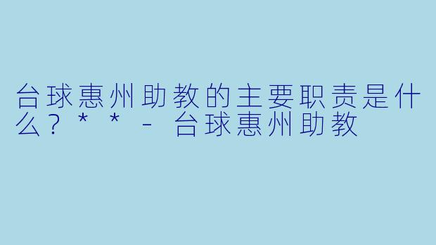 台球惠州助教的主要职责是什么？**