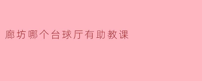 廊坊哪个台球厅有助教课