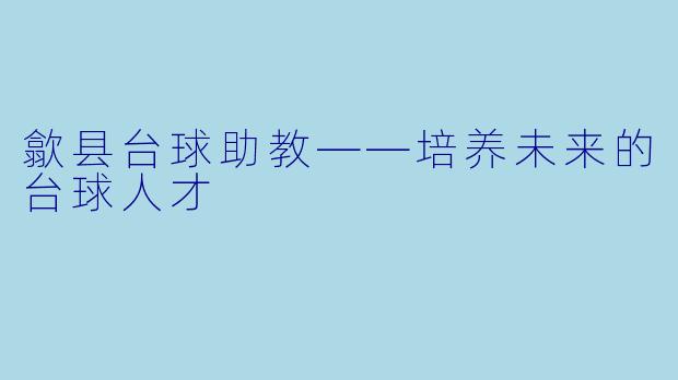 歙县台球助教——培养未来的台球人才