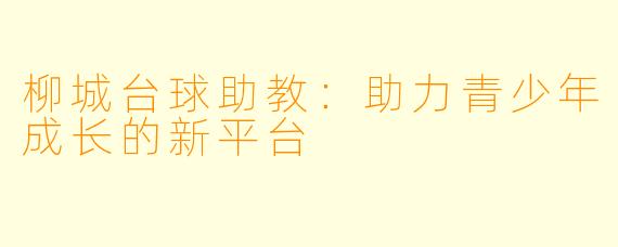柳城台球助教：助力青少年成长的新平台
