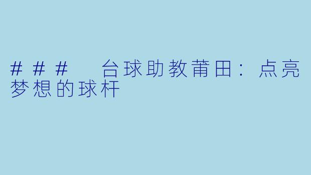 ### 台球助教莆田:点亮梦想的球杆