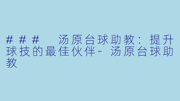 ### 汤原台球助教:提升球技的最佳伙伴