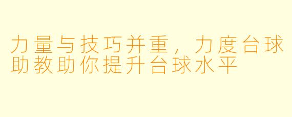 力量与技巧并重，力度台球助教助你提升台球水平