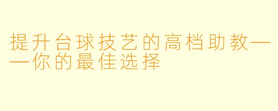 提升台球技艺的高档助教——你的最佳选择