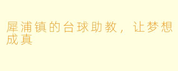 犀浦镇的台球助教，让梦想成真