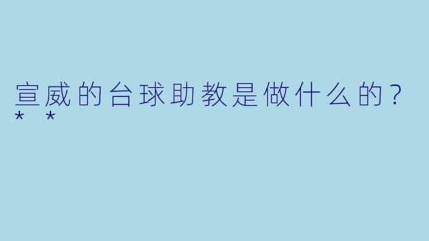 宣威的台球助教是做什么的？**
