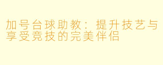 加号台球助教:提升技艺与享受竞技的完美伴侣