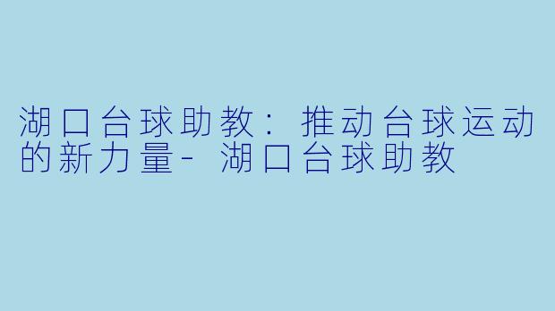 湖口台球助教:推动台球运动的新力量