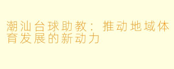 潮汕台球助教：推动地域体育发展的新动力