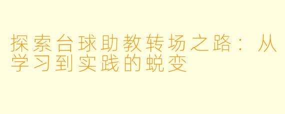 探索台球助教转场之路：从学习到实践的蜕变
