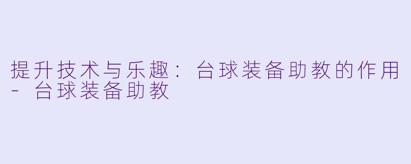 提升技术与乐趣：台球装备助教的作用-台球装备助教