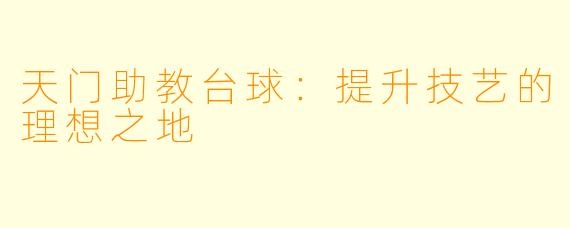 天门助教台球：提升技艺的理想之地