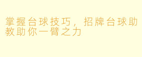 掌握台球技巧,招牌台球助教助你一臂之力