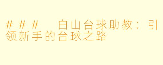 ### 白山台球助教：引领新手的台球之路