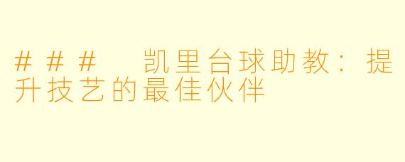 ### 凯里台球助教：提升技艺的最佳伙伴