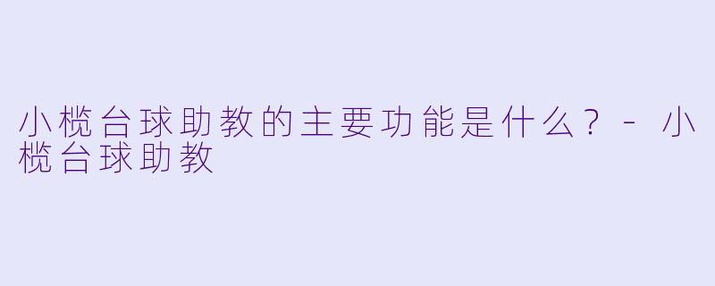 小榄台球助教的主要功能是什么？