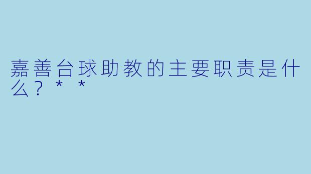 嘉善台球助教的主要职责是什么?**