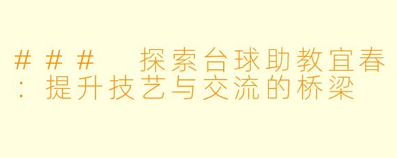 ### 探索台球助教宜春：提升技艺与交流的桥梁