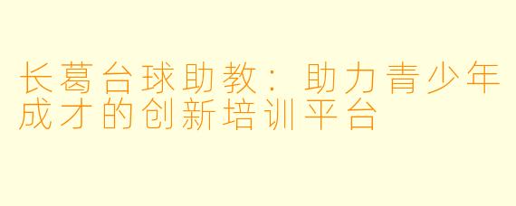 长葛台球助教:助力青少年成才的创新培训平台