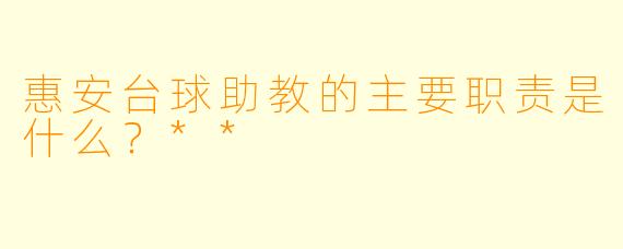 惠安台球助教的主要职责是什么？**