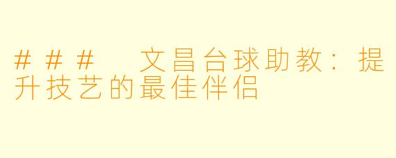 ### 文昌台球助教：提升技艺的最佳伴侣