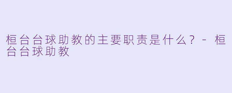 桓台台球助教的主要职责是什么？