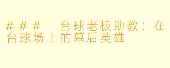 ### 台球老板助教：在台球场上的幕后英雄