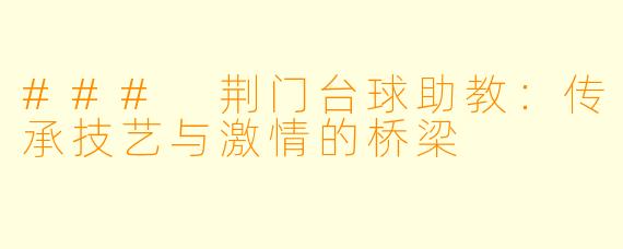 ### 荆门台球助教:传承技艺与激情的桥梁