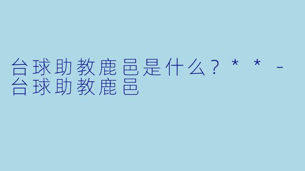 台球助教鹿邑是什么？**