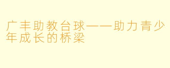 广丰助教台球——助力青少年成长的桥梁