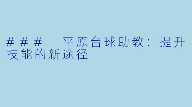 ### 平原台球助教：提升技能的新途径