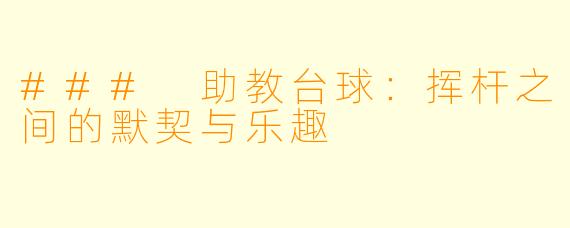 ### 助教台球:挥杆之间的默契与乐趣