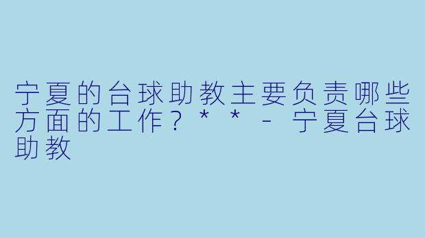 宁夏的台球助教主要负责哪些方面的工作?**