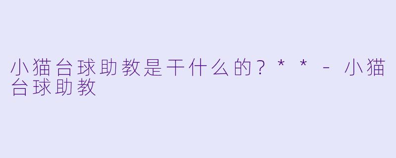 小猫台球助教是干什么的？**