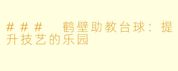 ### 鹤壁助教台球：提升技艺的乐园