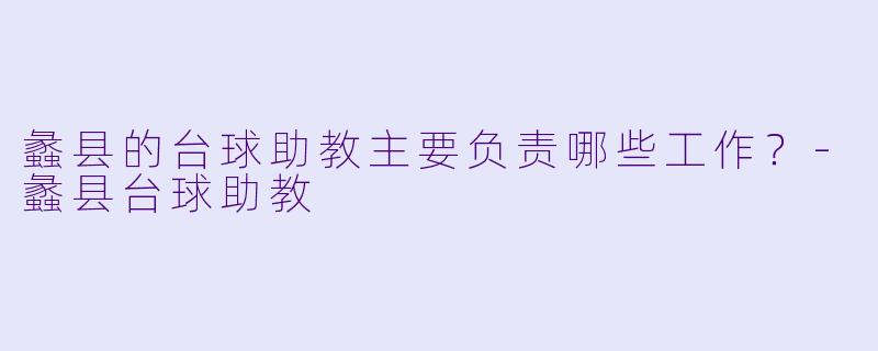 蠡县的台球助教主要负责哪些工作？