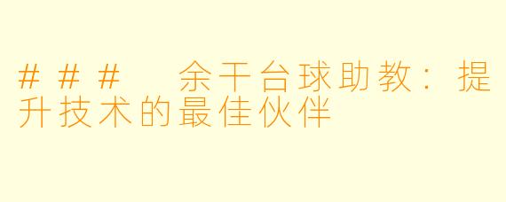 ### 余干台球助教：提升技术的最佳伙伴