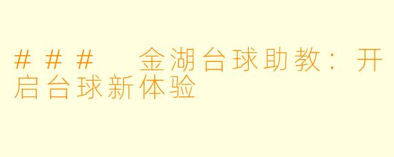 ### 金湖台球助教:开启台球新体验